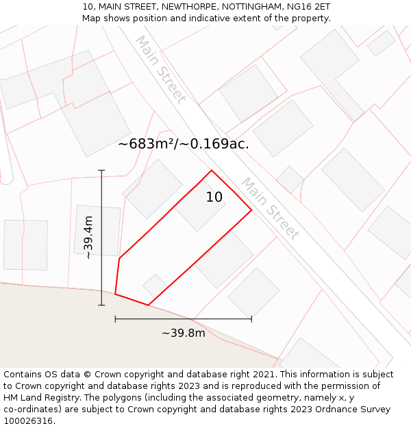 10, MAIN STREET, NEWTHORPE, NOTTINGHAM, NG16 2ET: Plot and title map