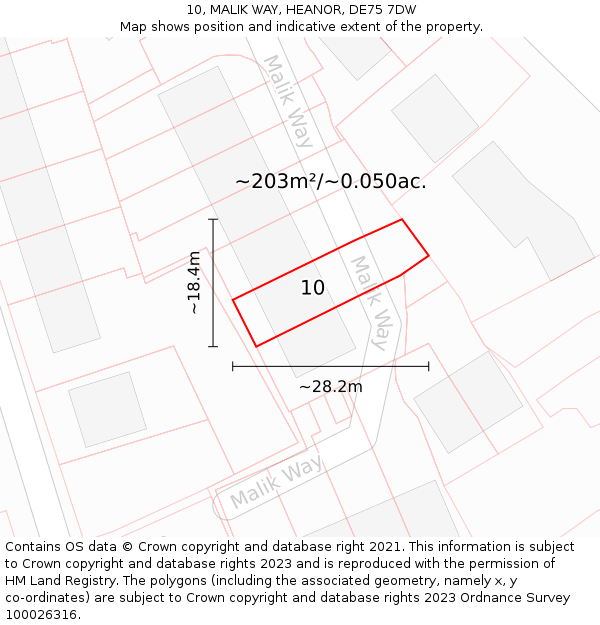 10, MALIK WAY, HEANOR, DE75 7DW: Plot and title map