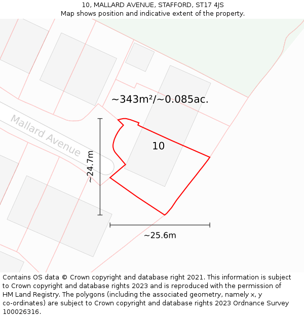 10, MALLARD AVENUE, STAFFORD, ST17 4JS: Plot and title map