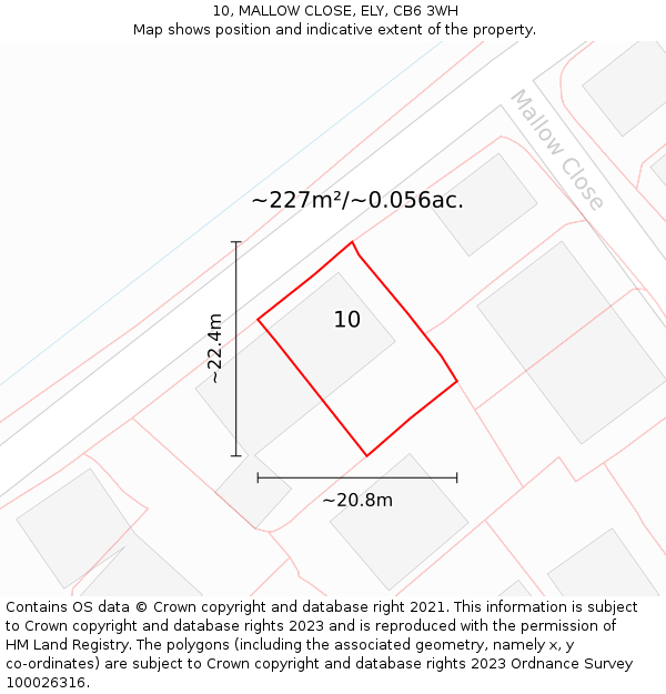 10, MALLOW CLOSE, ELY, CB6 3WH: Plot and title map