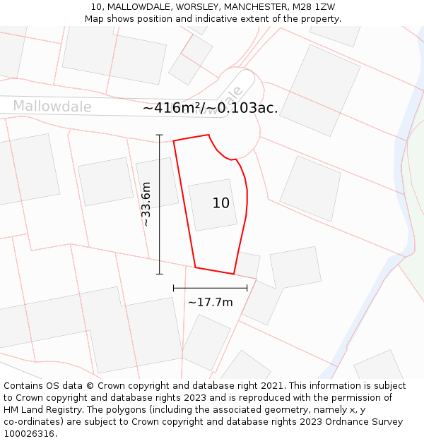 10, MALLOWDALE, WORSLEY, MANCHESTER, M28 1ZW: Plot and title map