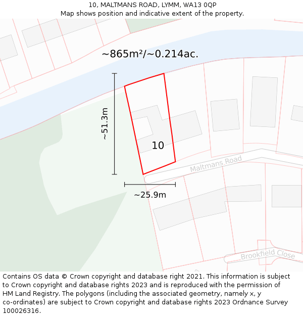 10, MALTMANS ROAD, LYMM, WA13 0QP: Plot and title map