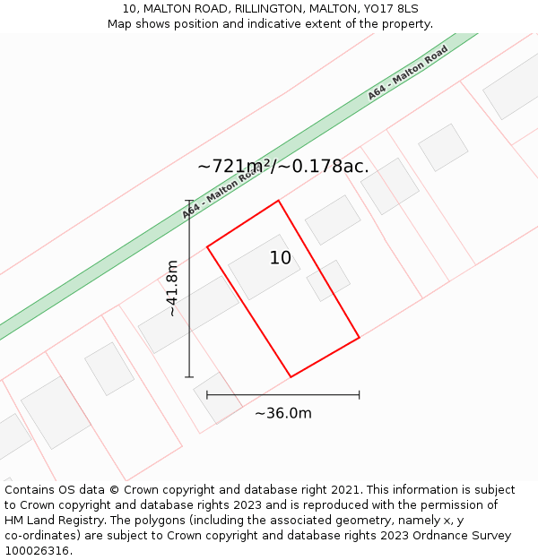 10, MALTON ROAD, RILLINGTON, MALTON, YO17 8LS: Plot and title map