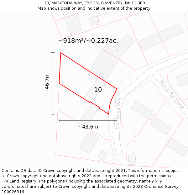 10, MANITOBA WAY, EYDON, DAVENTRY, NN11 3PR: Plot and title map