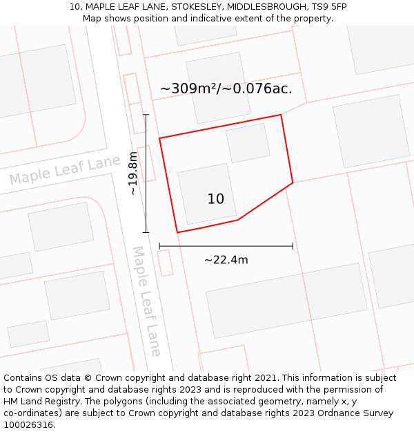 10, MAPLE LEAF LANE, STOKESLEY, MIDDLESBROUGH, TS9 5FP: Plot and title map