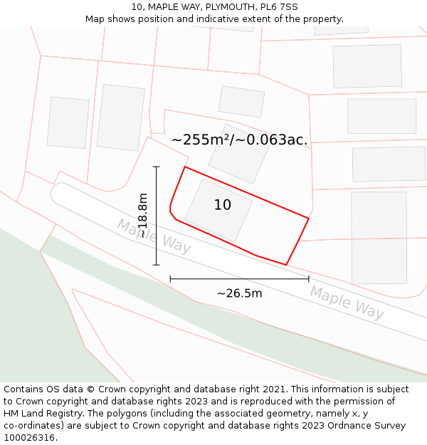 10, MAPLE WAY, PLYMOUTH, PL6 7SS: Plot and title map