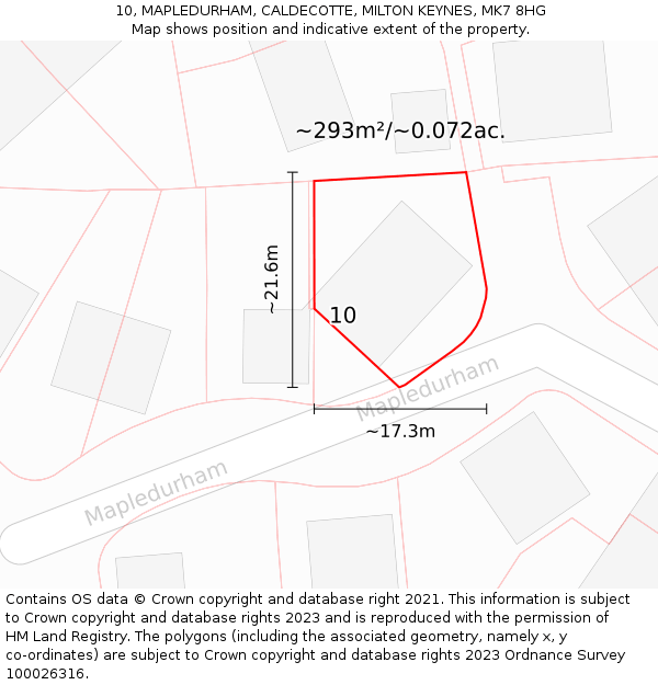 10, MAPLEDURHAM, CALDECOTTE, MILTON KEYNES, MK7 8HG: Plot and title map