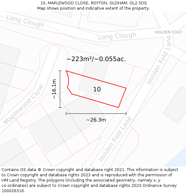 10, MAPLEWOOD CLOSE, ROYTON, OLDHAM, OL2 5DS: Plot and title map
