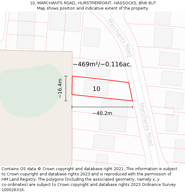 10, MARCHANTS ROAD, HURSTPIERPOINT, HASSOCKS, BN6 9UT: Plot and title map