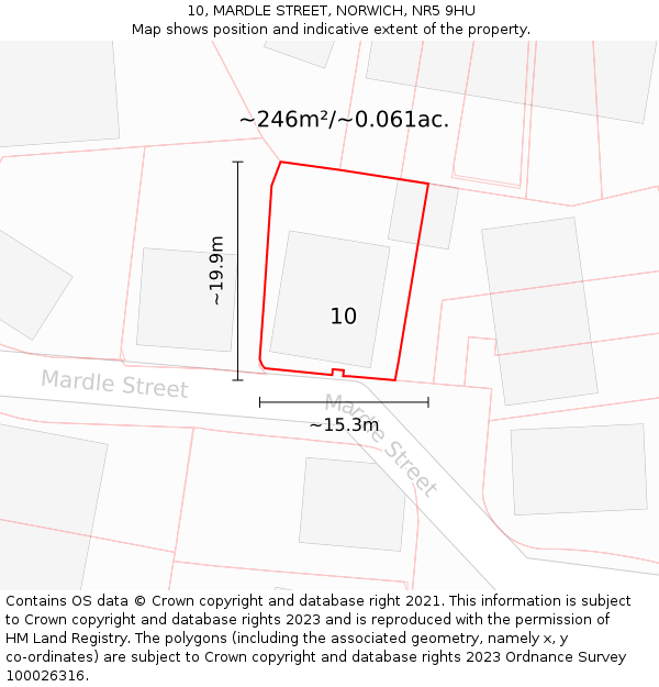 10, MARDLE STREET, NORWICH, NR5 9HU: Plot and title map