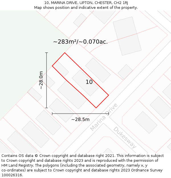 10, MARINA DRIVE, UPTON, CHESTER, CH2 1RJ: Plot and title map