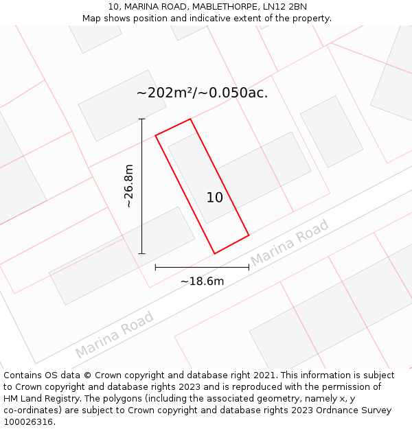 10, MARINA ROAD, MABLETHORPE, LN12 2BN: Plot and title map