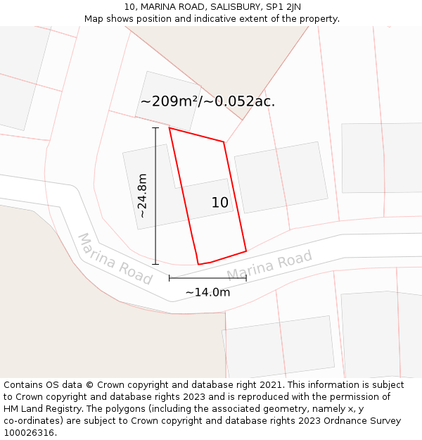 10, MARINA ROAD, SALISBURY, SP1 2JN: Plot and title map