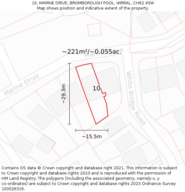 10, MARINE DRIVE, BROMBOROUGH POOL, WIRRAL, CH62 4SW: Plot and title map