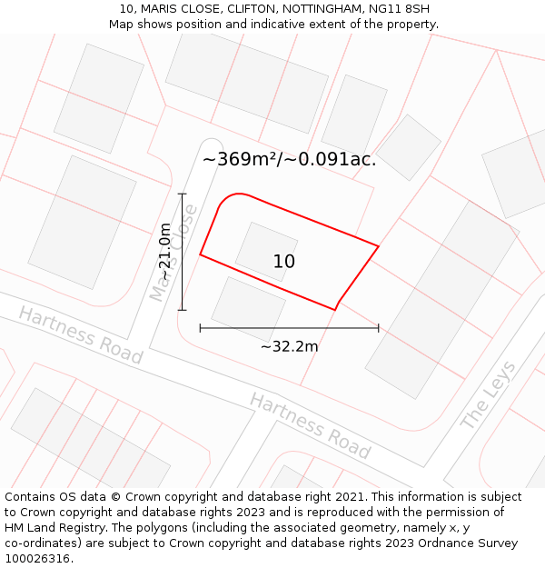 10, MARIS CLOSE, CLIFTON, NOTTINGHAM, NG11 8SH: Plot and title map