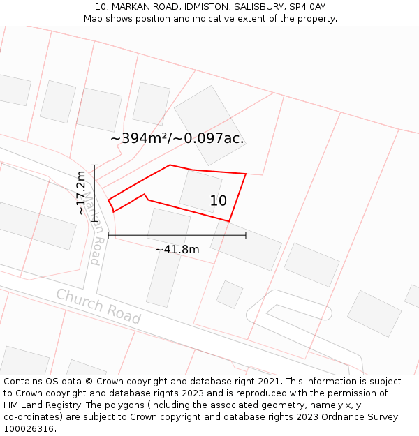 10, MARKAN ROAD, IDMISTON, SALISBURY, SP4 0AY: Plot and title map