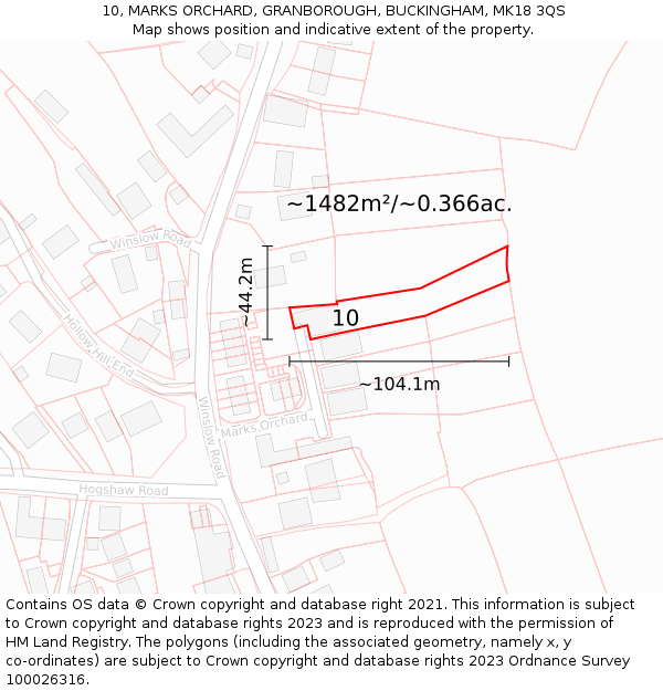 10, MARKS ORCHARD, GRANBOROUGH, BUCKINGHAM, MK18 3QS: Plot and title map