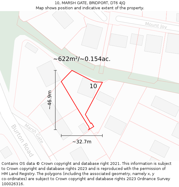 10, MARSH GATE, BRIDPORT, DT6 4JQ: Plot and title map