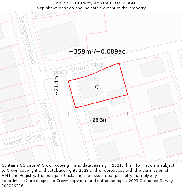 10, MARY SHUNN WAY, WANTAGE, OX12 8GN: Plot and title map