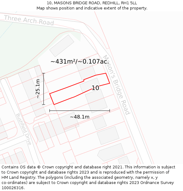 10, MASONS BRIDGE ROAD, REDHILL, RH1 5LL: Plot and title map