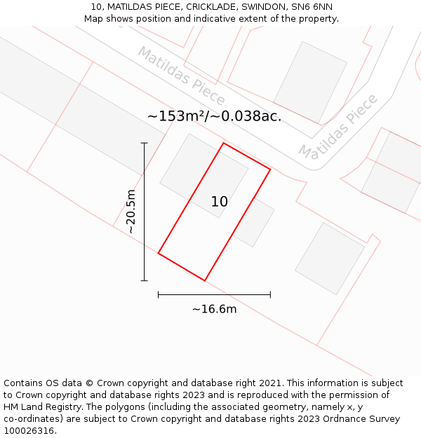 10, MATILDAS PIECE, CRICKLADE, SWINDON, SN6 6NN: Plot and title map