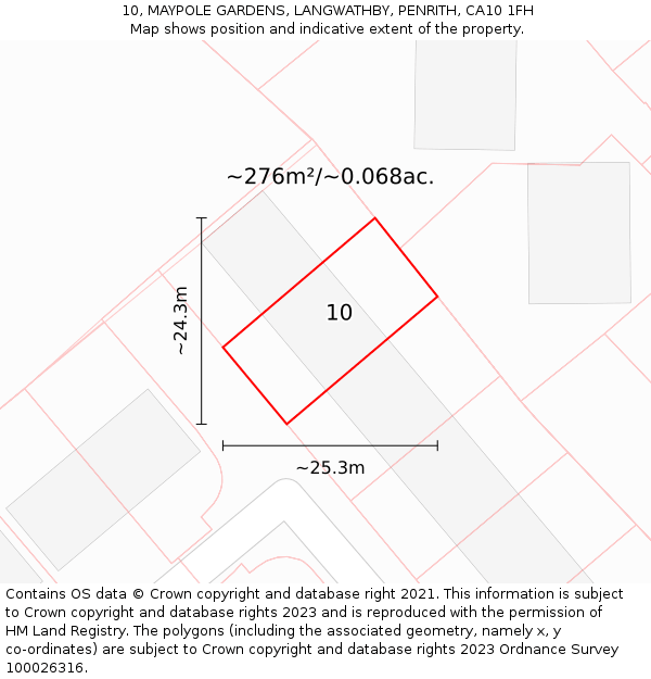 10, MAYPOLE GARDENS, LANGWATHBY, PENRITH, CA10 1FH: Plot and title map