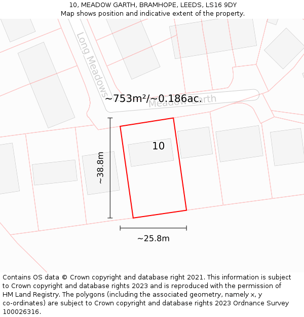 10, MEADOW GARTH, BRAMHOPE, LEEDS, LS16 9DY: Plot and title map