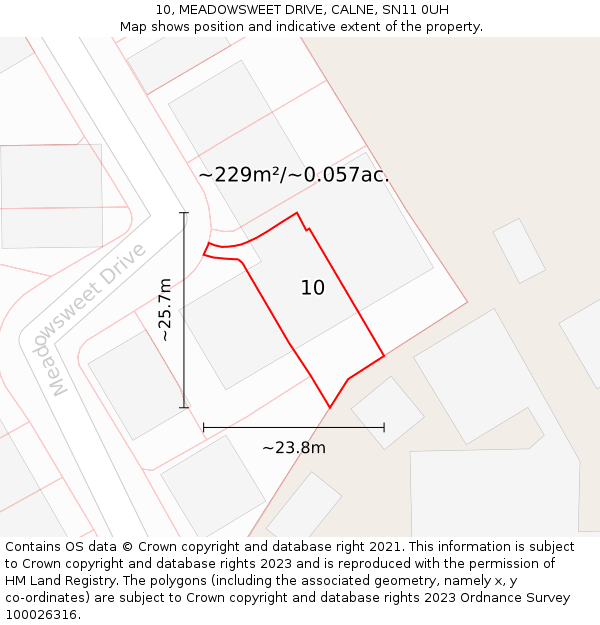 10, MEADOWSWEET DRIVE, CALNE, SN11 0UH: Plot and title map