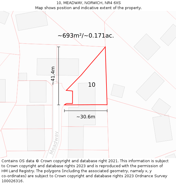 10, MEADWAY, NORWICH, NR4 6XS: Plot and title map