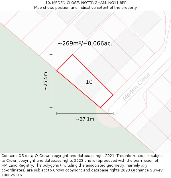 10, MEDEN CLOSE, NOTTINGHAM, NG11 8PP: Plot and title map