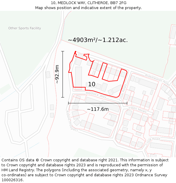 10, MEDLOCK WAY, CLITHEROE, BB7 2FG: Plot and title map