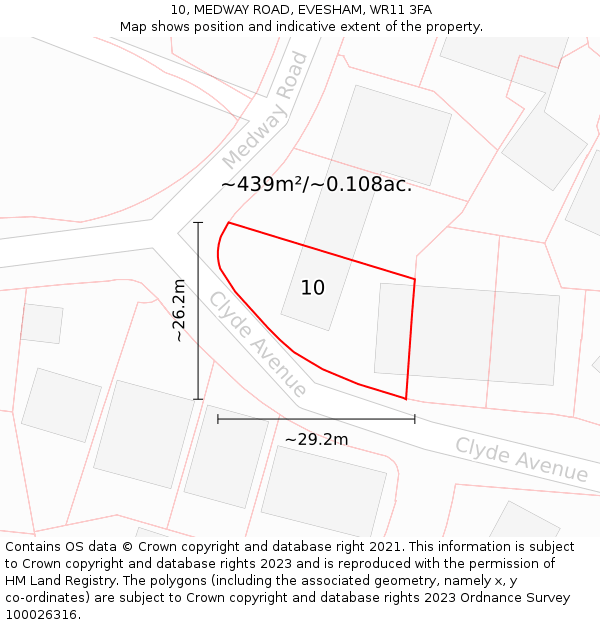 10, MEDWAY ROAD, EVESHAM, WR11 3FA: Plot and title map