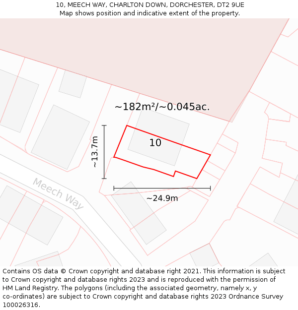 10, MEECH WAY, CHARLTON DOWN, DORCHESTER, DT2 9UE: Plot and title map
