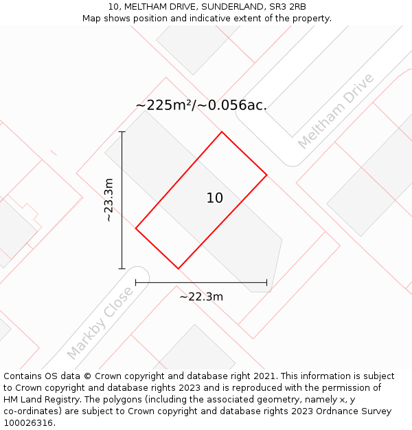 10, MELTHAM DRIVE, SUNDERLAND, SR3 2RB: Plot and title map