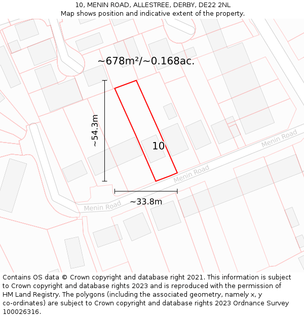 10, MENIN ROAD, ALLESTREE, DERBY, DE22 2NL: Plot and title map