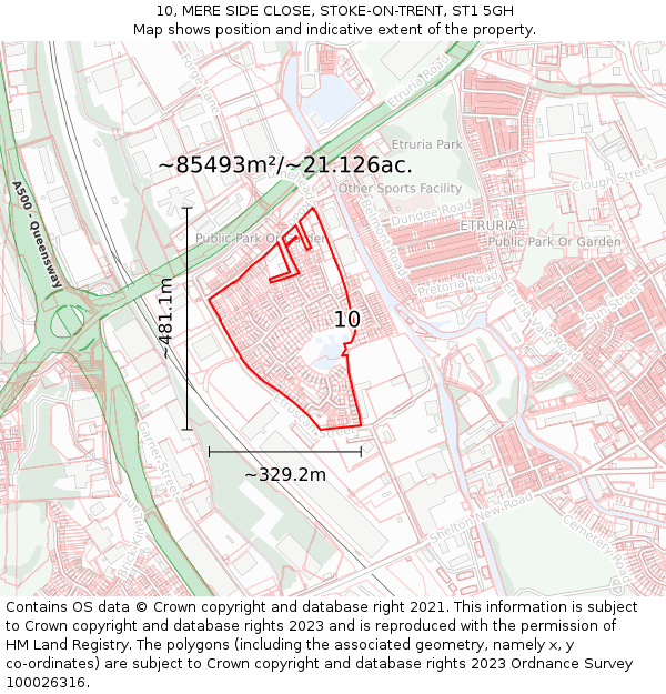 10, MERE SIDE CLOSE, STOKE-ON-TRENT, ST1 5GH: Plot and title map