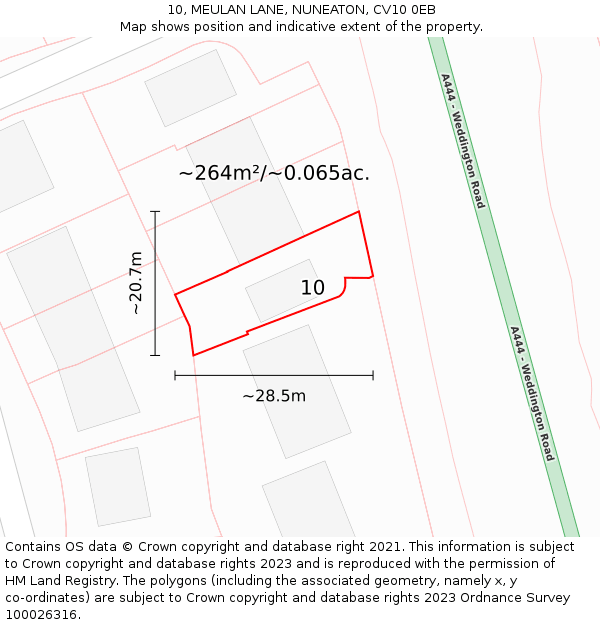 10, MEULAN LANE, NUNEATON, CV10 0EB: Plot and title map
