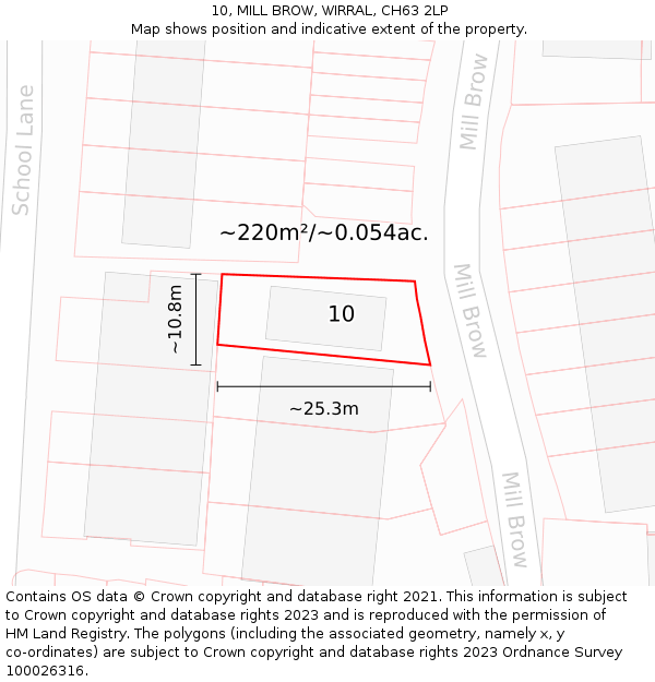 10, MILL BROW, WIRRAL, CH63 2LP: Plot and title map