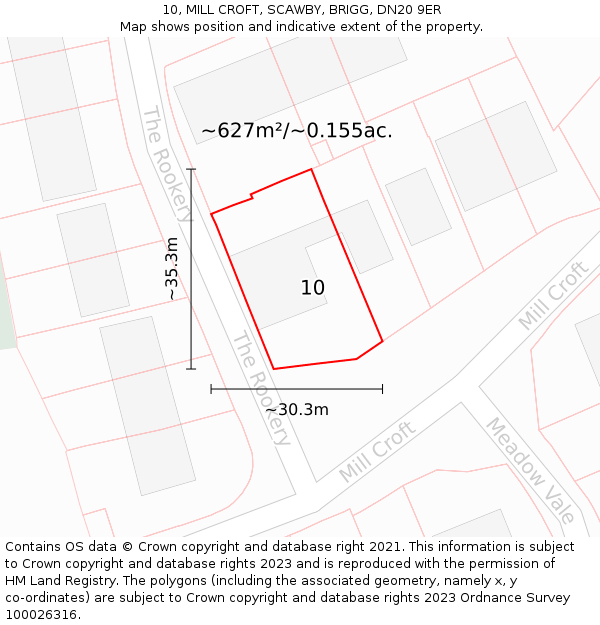 10, MILL CROFT, SCAWBY, BRIGG, DN20 9ER: Plot and title map