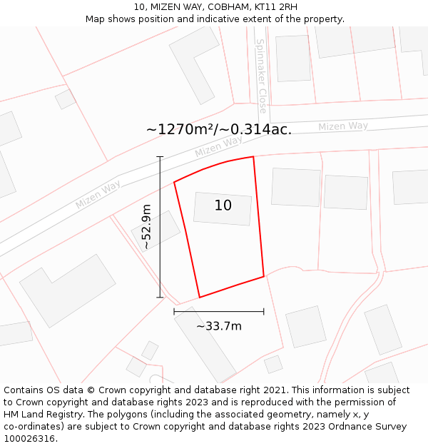 10, MIZEN WAY, COBHAM, KT11 2RH: Plot and title map