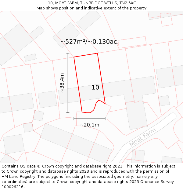 10, MOAT FARM, TUNBRIDGE WELLS, TN2 5XG: Plot and title map