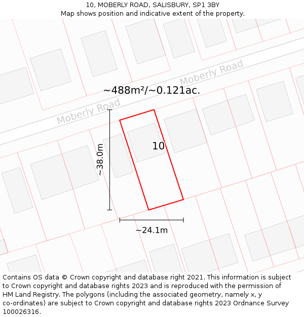 10, MOBERLY ROAD, SALISBURY, SP1 3BY: Plot and title map