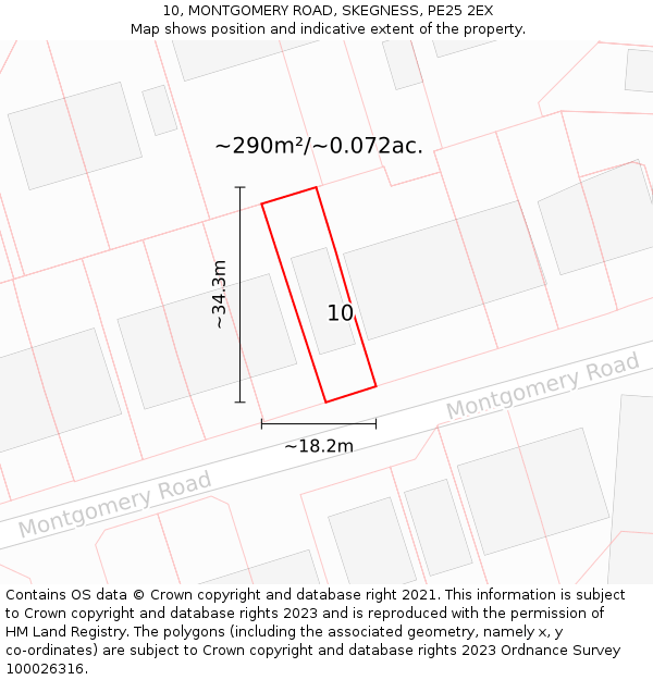 10, MONTGOMERY ROAD, SKEGNESS, PE25 2EX: Plot and title map