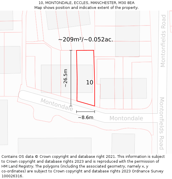 10, MONTONDALE, ECCLES, MANCHESTER, M30 8EA: Plot and title map