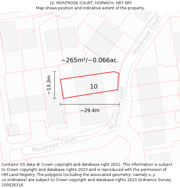 10, MONTROSE COURT, NORWICH, NR7 0RY: Plot and title map