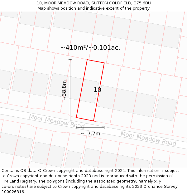 10, MOOR MEADOW ROAD, SUTTON COLDFIELD, B75 6BU: Plot and title map