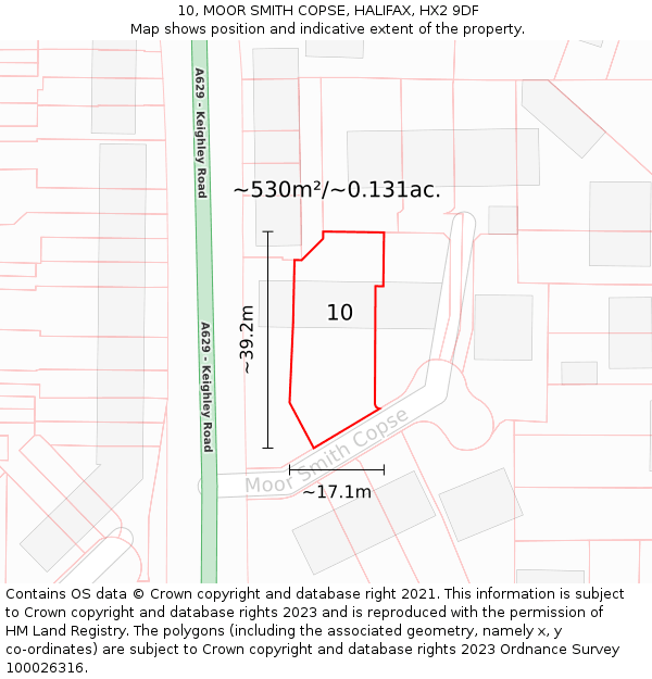 10, MOOR SMITH COPSE, HALIFAX, HX2 9DF: Plot and title map