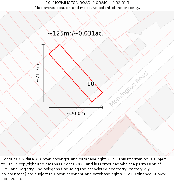10, MORNINGTON ROAD, NORWICH, NR2 3NB: Plot and title map