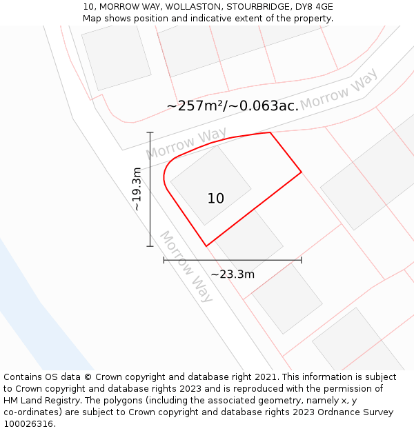 10, MORROW WAY, WOLLASTON, STOURBRIDGE, DY8 4GE: Plot and title map
