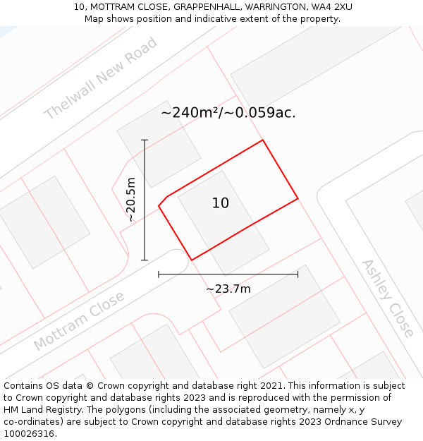 10, MOTTRAM CLOSE, GRAPPENHALL, WARRINGTON, WA4 2XU: Plot and title map